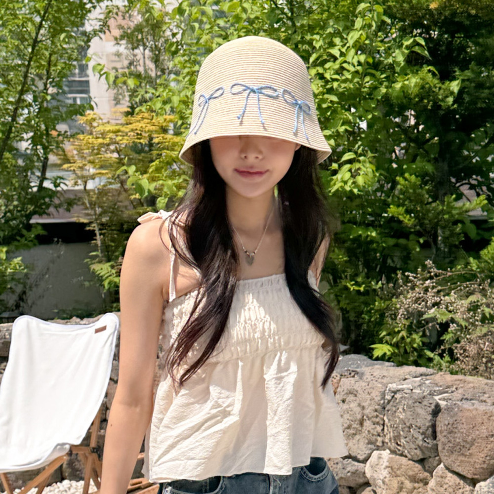 스레디 리본 지사 여름 벙거지 모자 3color